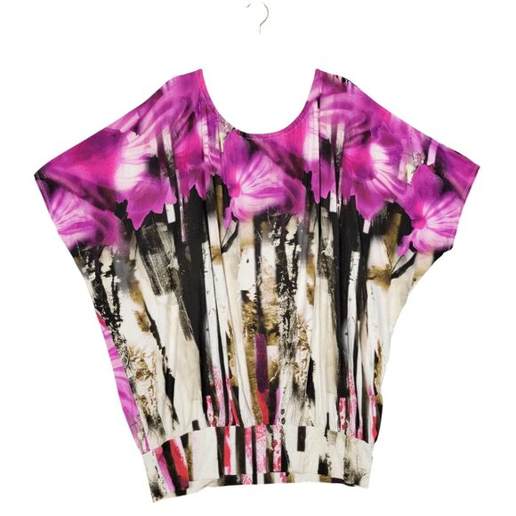 BRYN WALKER Artsy Colorful Abstract Floral Stretch Knit Top USA SIZE LARGE - Picture 1 of 9